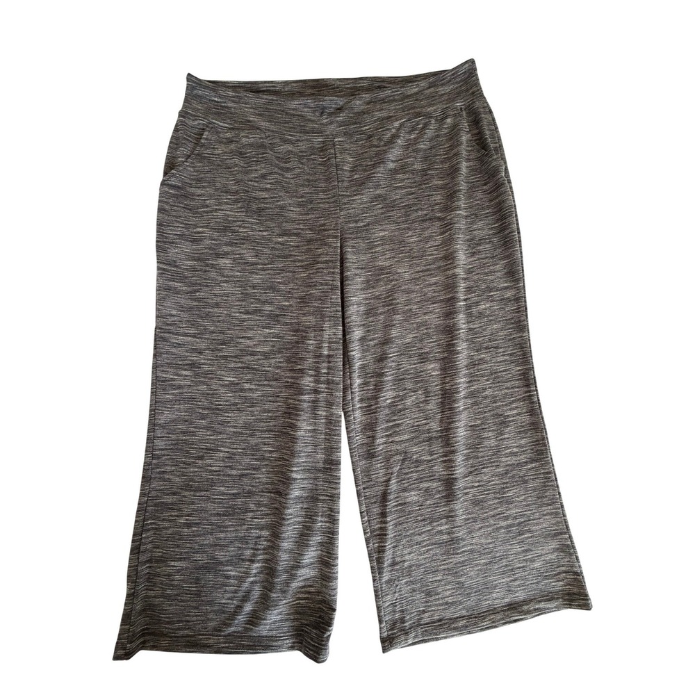 QVC Gray Space Dye Wide Leg Knit Pants Pockets A636287 Charcoal Heather